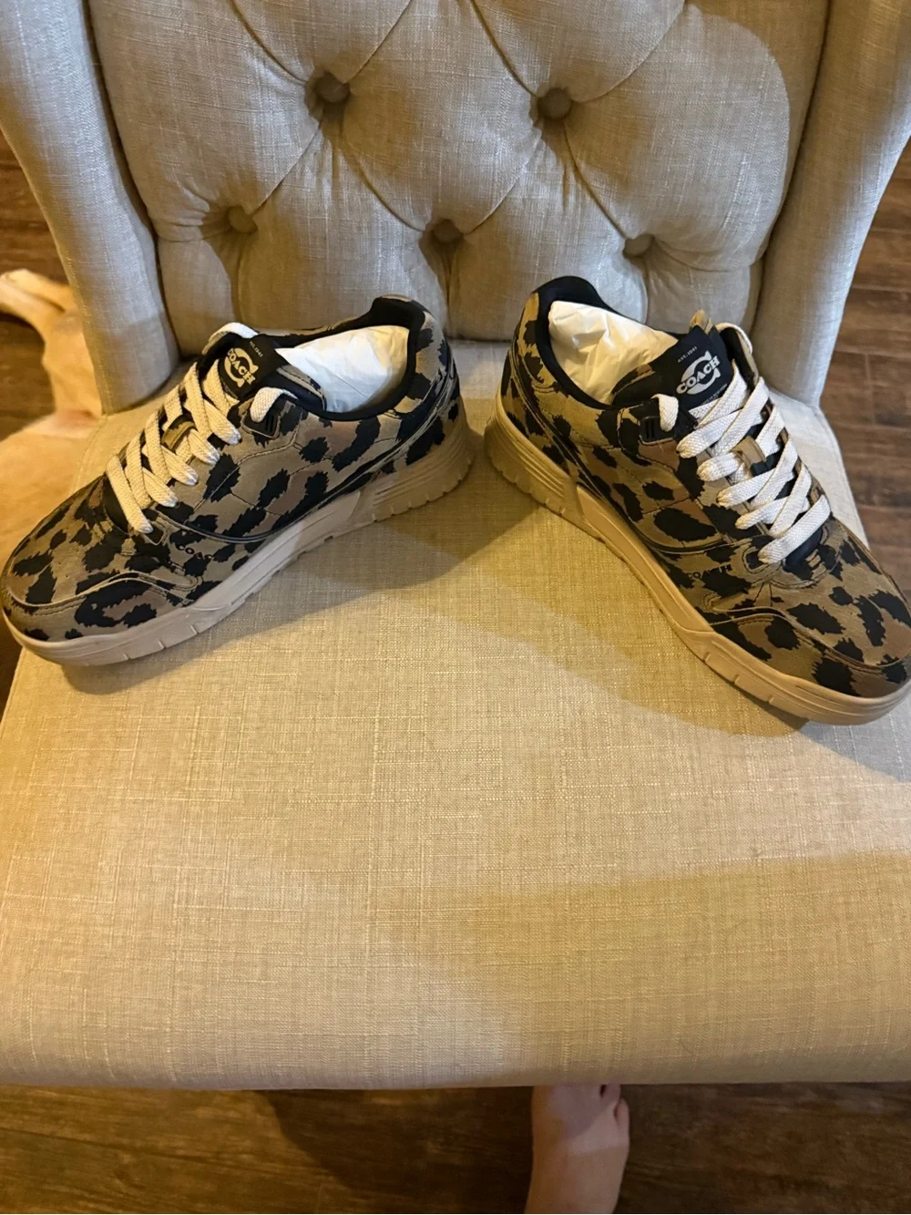 Coach Leopard-Print Sneakers in Black and Tan